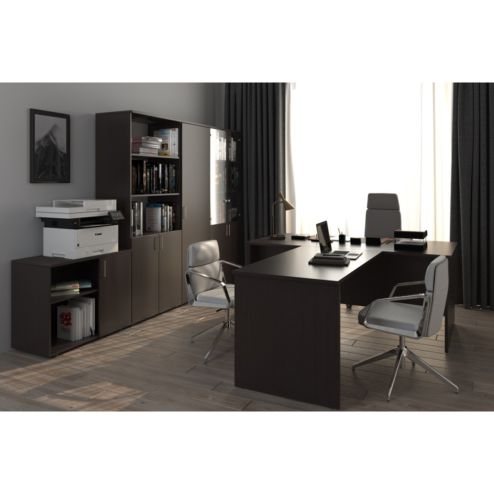 Комплект офисной мебели. Кабинеты венге. 17. Шкаф "reventon ме 344". Стол "лидер престиж" 83.