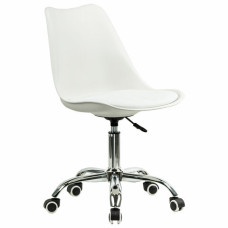 Кресло стул BRABIX Eames MG-310 CH, хром, пластик белый, экокожа белая