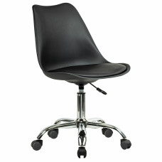 Кресло стул BRABIX Eames MG-310 CH, хром, пластик черный, экокожа черная