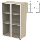 Шкаф закрытый со стеклом в алюминиевой рамке Приоритет 720х438х1215 мм, 2 полки, кронберг