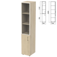 Шкаф закрытый со стеклом в алюминиевой рамке Приоритет, 360х438х2000 мм, 4 полки, кронберг