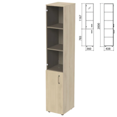 Шкаф закрытый со стеклом Приоритет, 360х438х2000 мм, 4 полки, кронберг