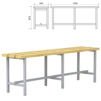 Скамья для раздевалок трехместная