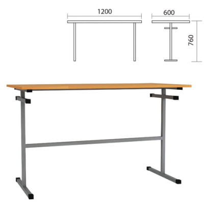Стол для столовых 1200х600х760 мм, рост 6, серый каркас, ДСП/пластик, цвет 